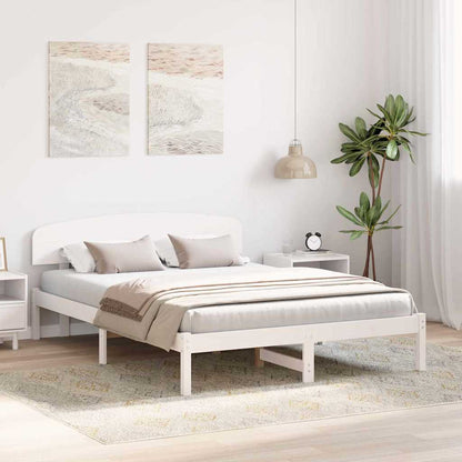 Bed Frame with Headboard White 140 x 200 cm Solid Pine Wood