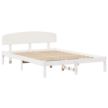 Bed Frame with Headboard White 140 x 200 cm Solid Pine Wood