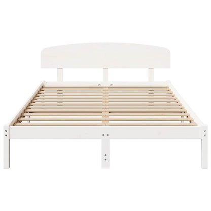 Bed Frame with Headboard White 140 x 200 cm Solid Pine Wood