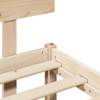 Bed Frame with Headboard Natural 120 x 200 cm Solid Pine Wood