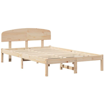 Bed Frame with Headboard Natural 140 x 190 cm Solid Pine Wood