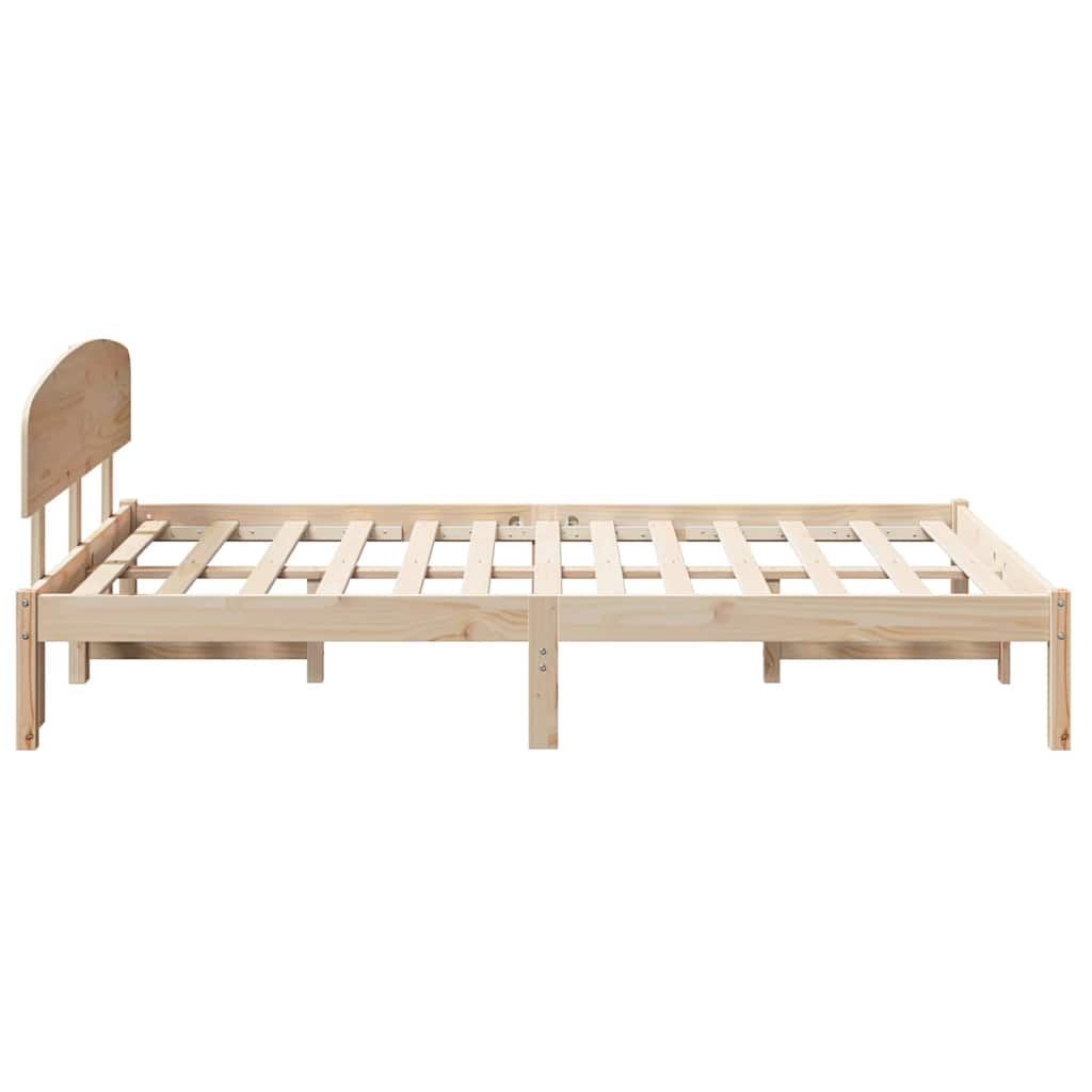 Bed Frame with Headboard Natural 140 x 190 cm Solid Pine Wood
