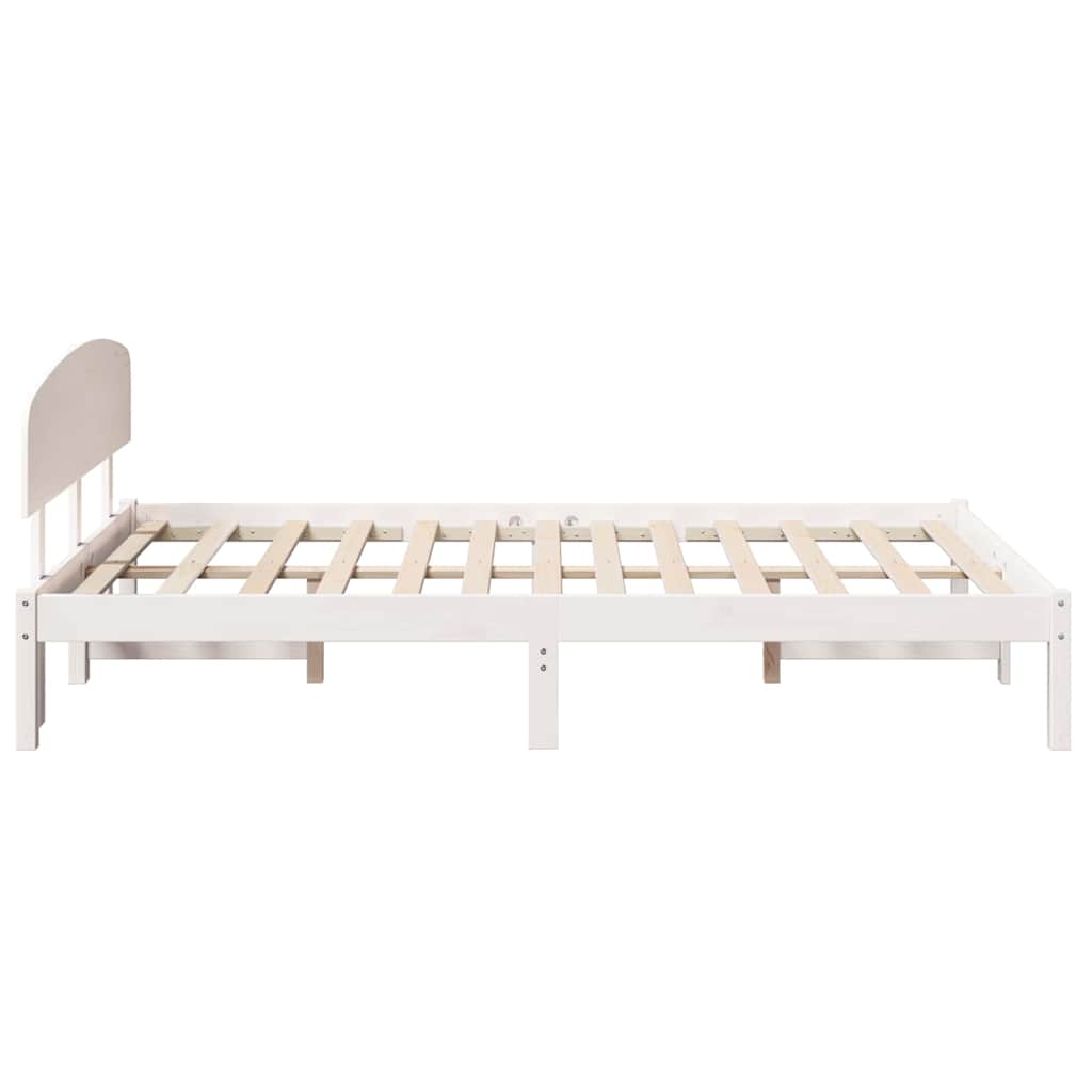 Bed Frame with Headboard White 135 x 190 cm Solid Pine Wood