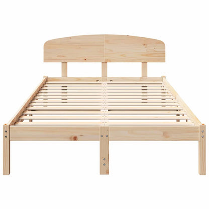 Bed Frame with Headboard Natural 120 x 190 cm Solid Pine Wood