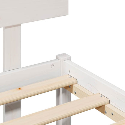 Bed Frame with Headboard White 120 x 190 cm Solid Pine Wood