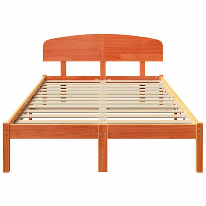 Bed Frame with Headboard Wax Brown 120 x 190 cm Solid Pine Wood