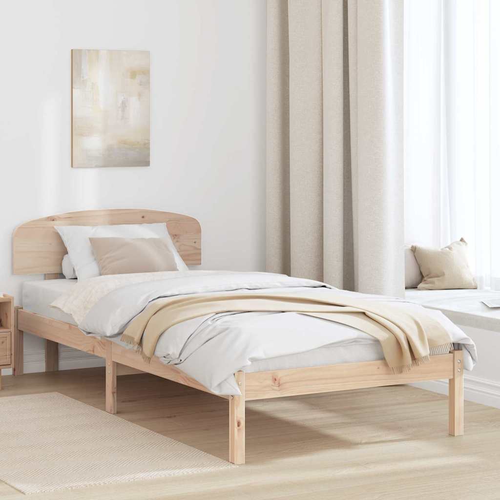 Bed Frame with Headboard Natural 100 x 200 cm Solid Pine Wood
