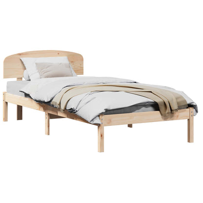 Bed Frame with Headboard Natural 100 x 200 cm Solid Pine Wood