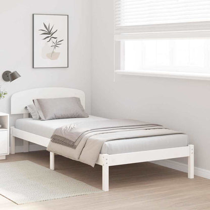 Bed Frame with Headboard White 100 x 200 cm Solid Pine Wood