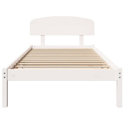 Bed Frame with Headboard White 100 x 200 cm Solid Pine Wood