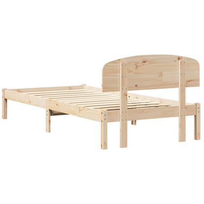 Bed Frame with Headboard Natural 90 x 200 cm Solid Pine Wood