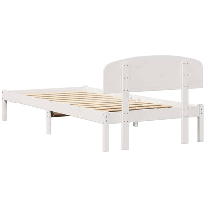 Bed Frame with Headboard White 90 x 200 cm Solid Pine Wood