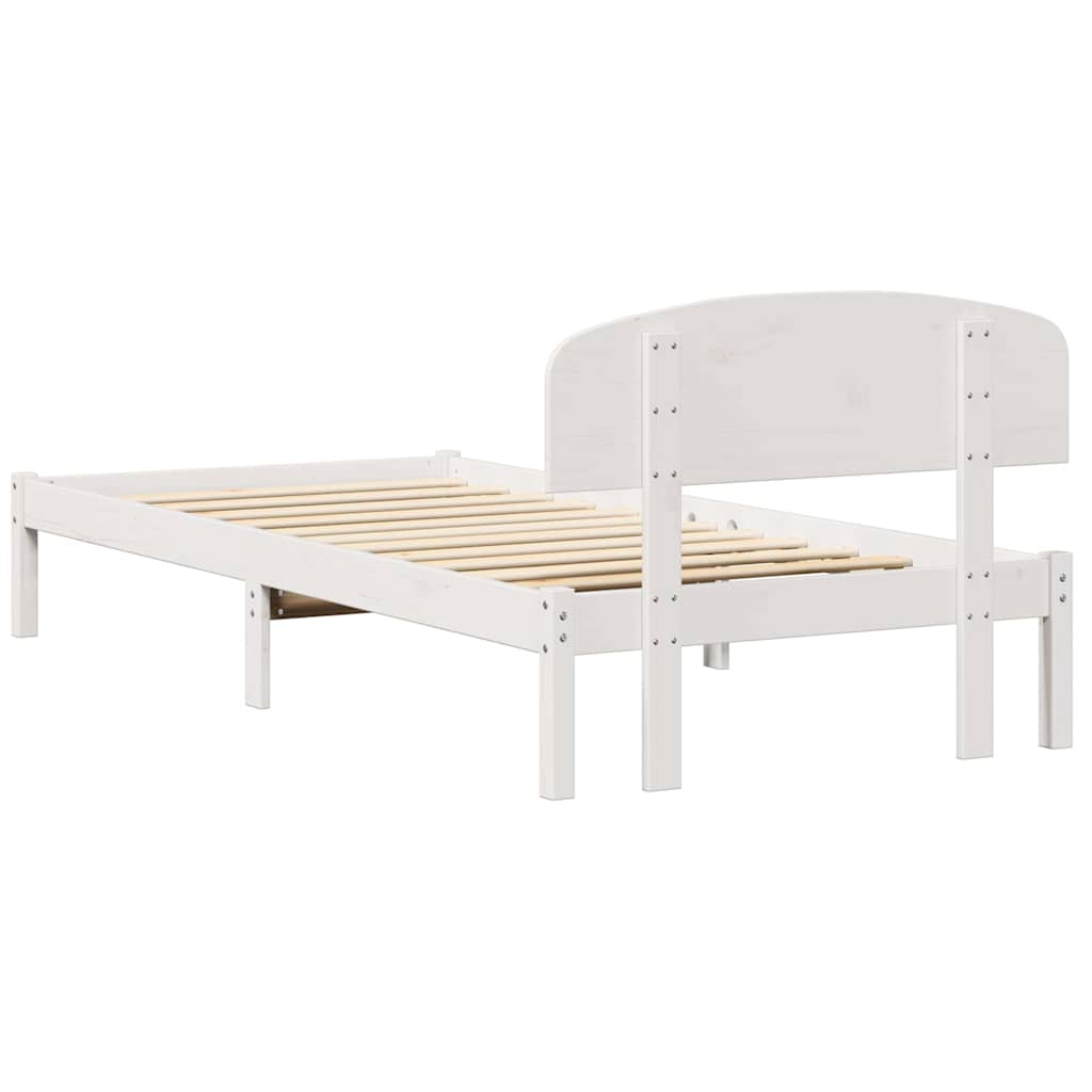 Bed Frame with Headboard White 90 x 190 cm Solid Pine Wood