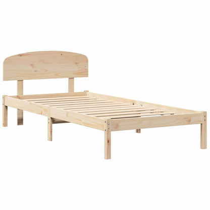 Bed Frame with Headboard Natural 75 x 190 cm Solid Pine Wood