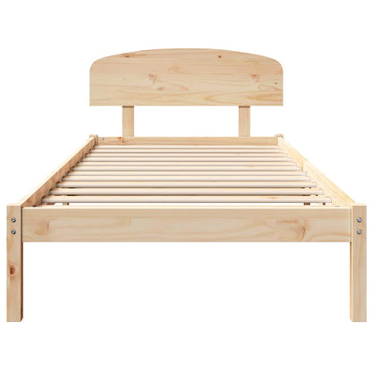 Bed Frame with Headboard Natural 75 x 190 cm Solid Pine Wood