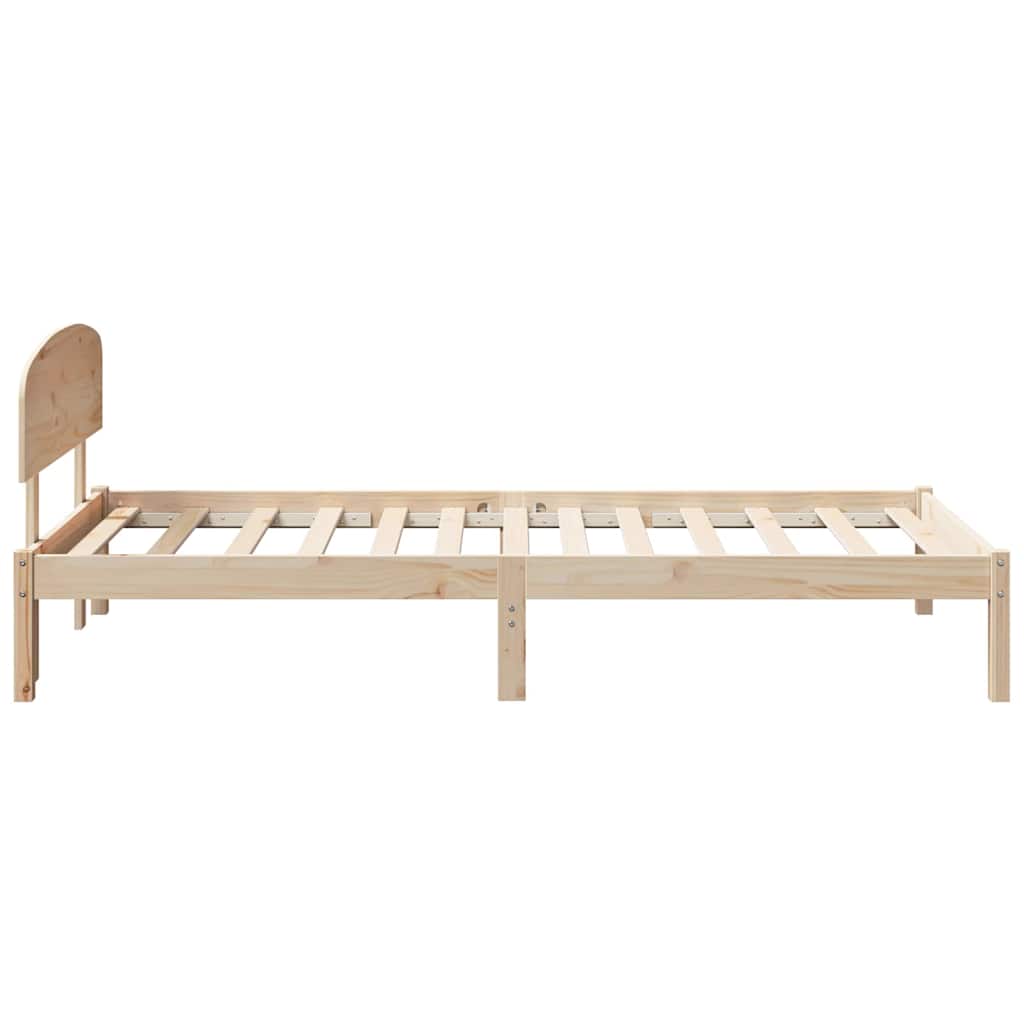 Bed Frame with Headboard Natural 75 x 190 cm Solid Pine Wood