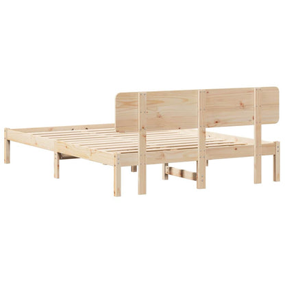 Bed Frame with Headboard Natural 200 x 200 cm Solid Pine Wood