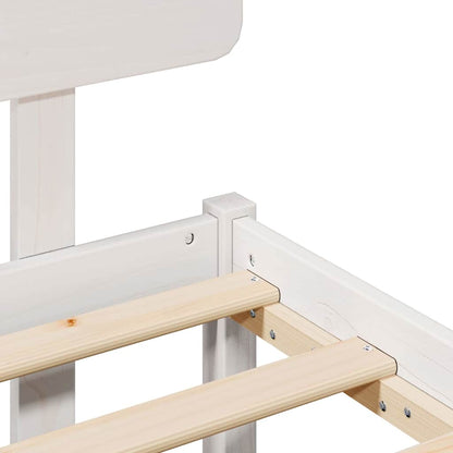 Bed Frame with Headboard White 200 x 200 cm Solid Pine Wood