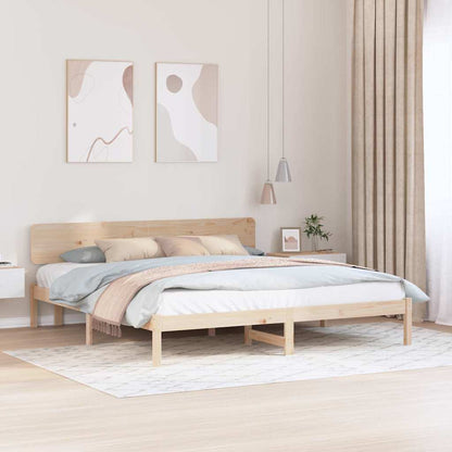 Bed Frame with Headboard Natural 180 x 200 cm Solid Pine Wood