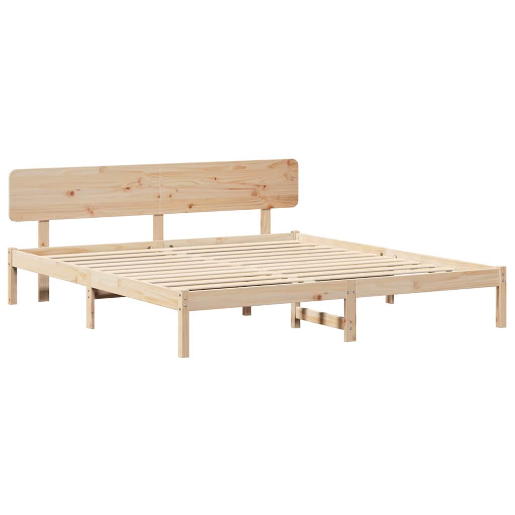 Bed Frame with Headboard Natural 180 x 200 cm Solid Pine Wood