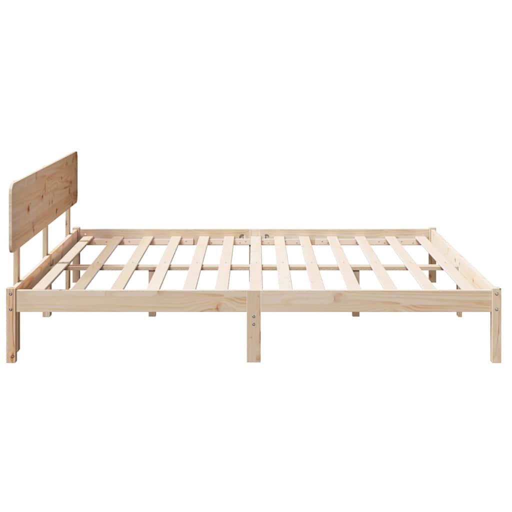 Bed Frame with Headboard Natural 180 x 200 cm Solid Pine Wood