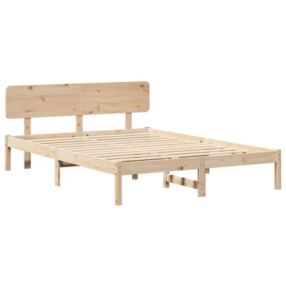 Bed Frame with Headboard Natural 160 x 200 cm Solid Pine Wood