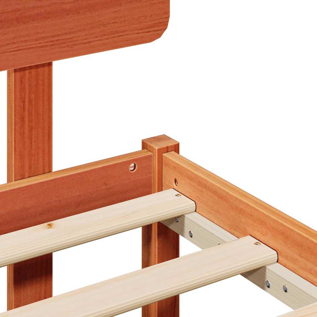 Bed Frame with Headboard Wax Brown 160 x 200 cm Solid Pine Wood
