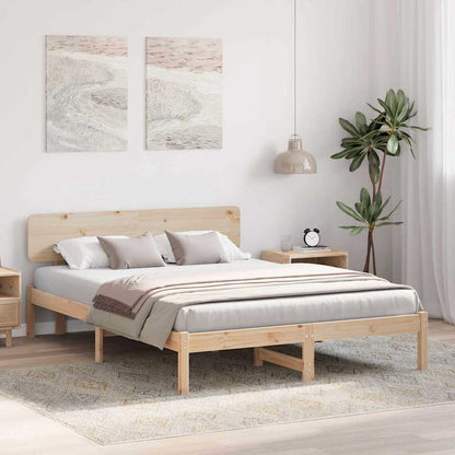 Bed Frame with Headboard Natural 150 x 200 cm Solid Pine Wood