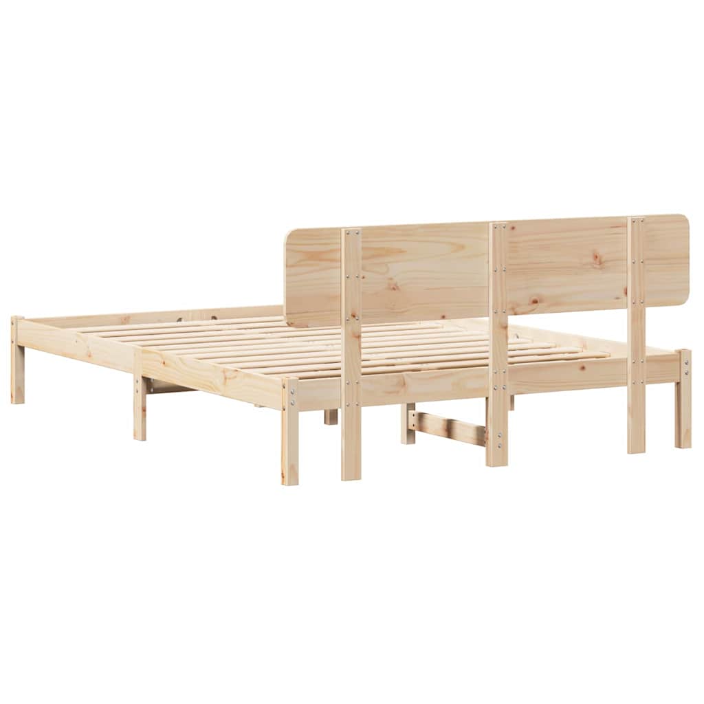 Bed Frame with Headboard Natural 150 x 200 cm Solid Pine Wood