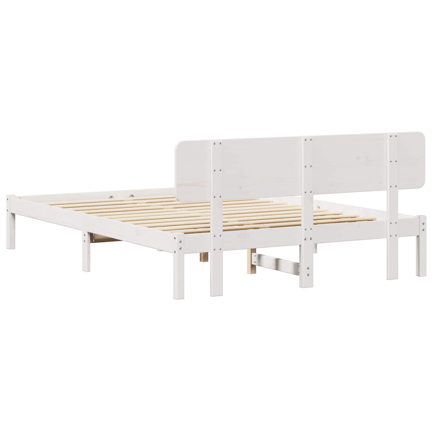 Bed Frame with Headboard White 150 x 200 cm Solid Pine Wood