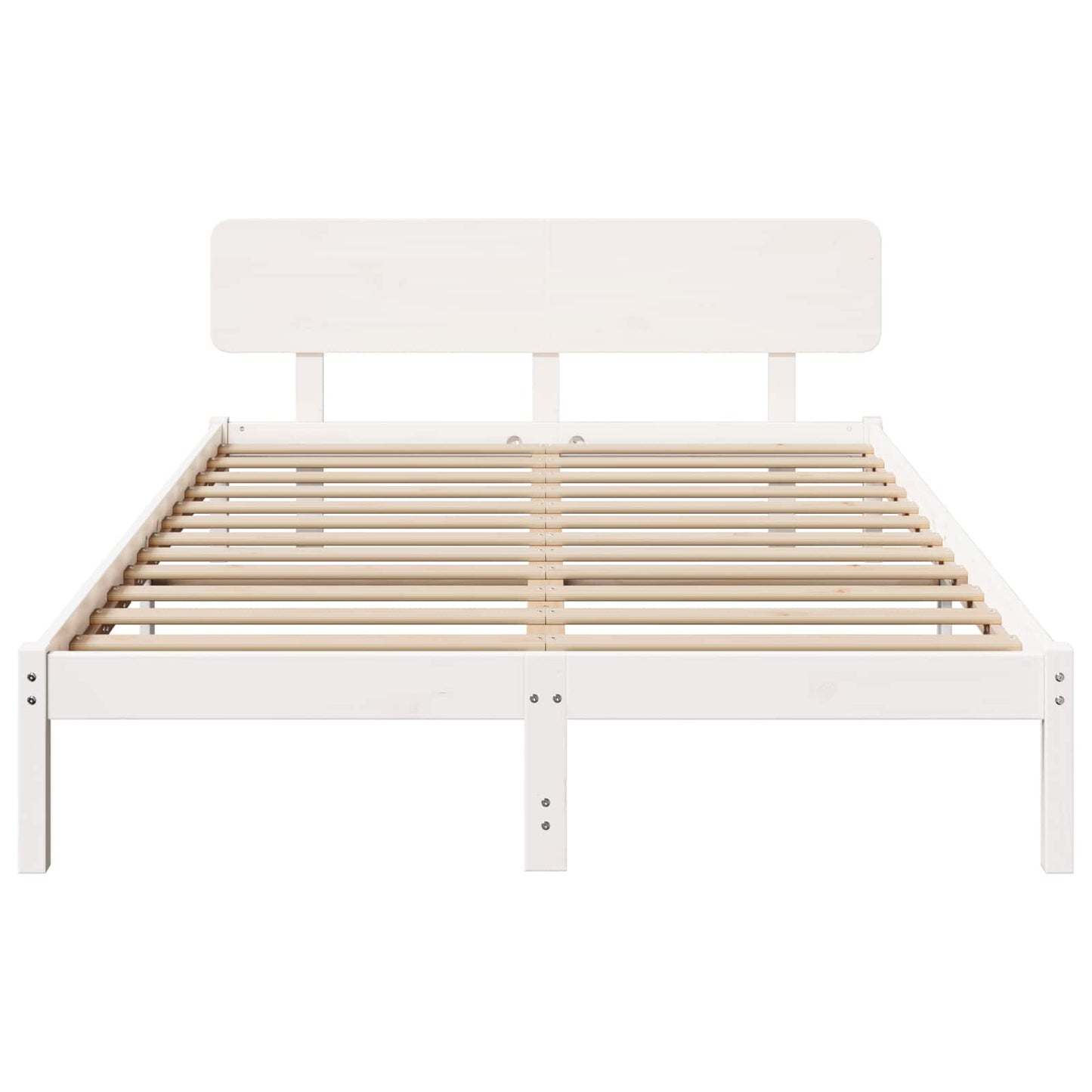 Bed Frame with Headboard White 150 x 200 cm Solid Pine Wood