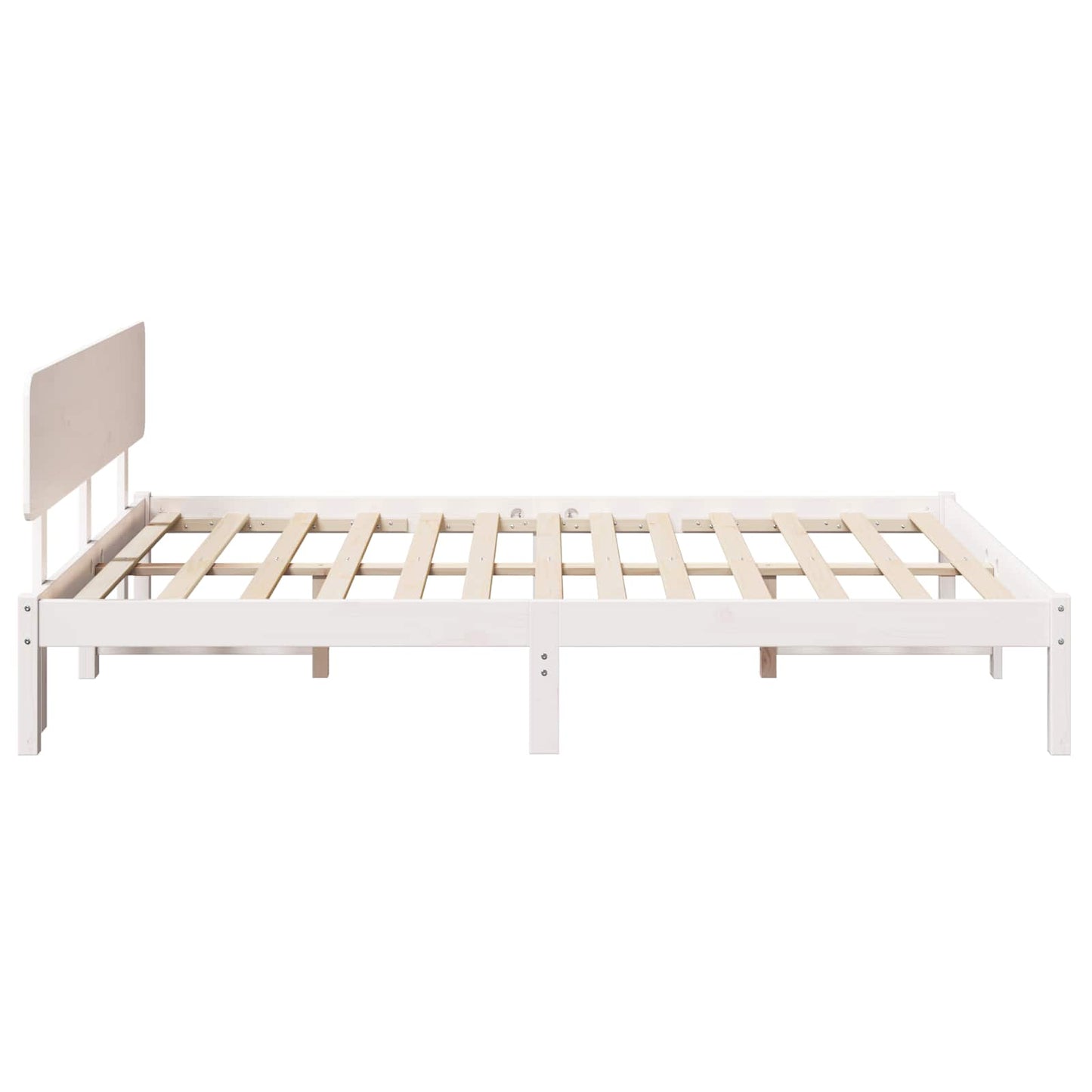 Bed Frame with Headboard White 150 x 200 cm Solid Pine Wood