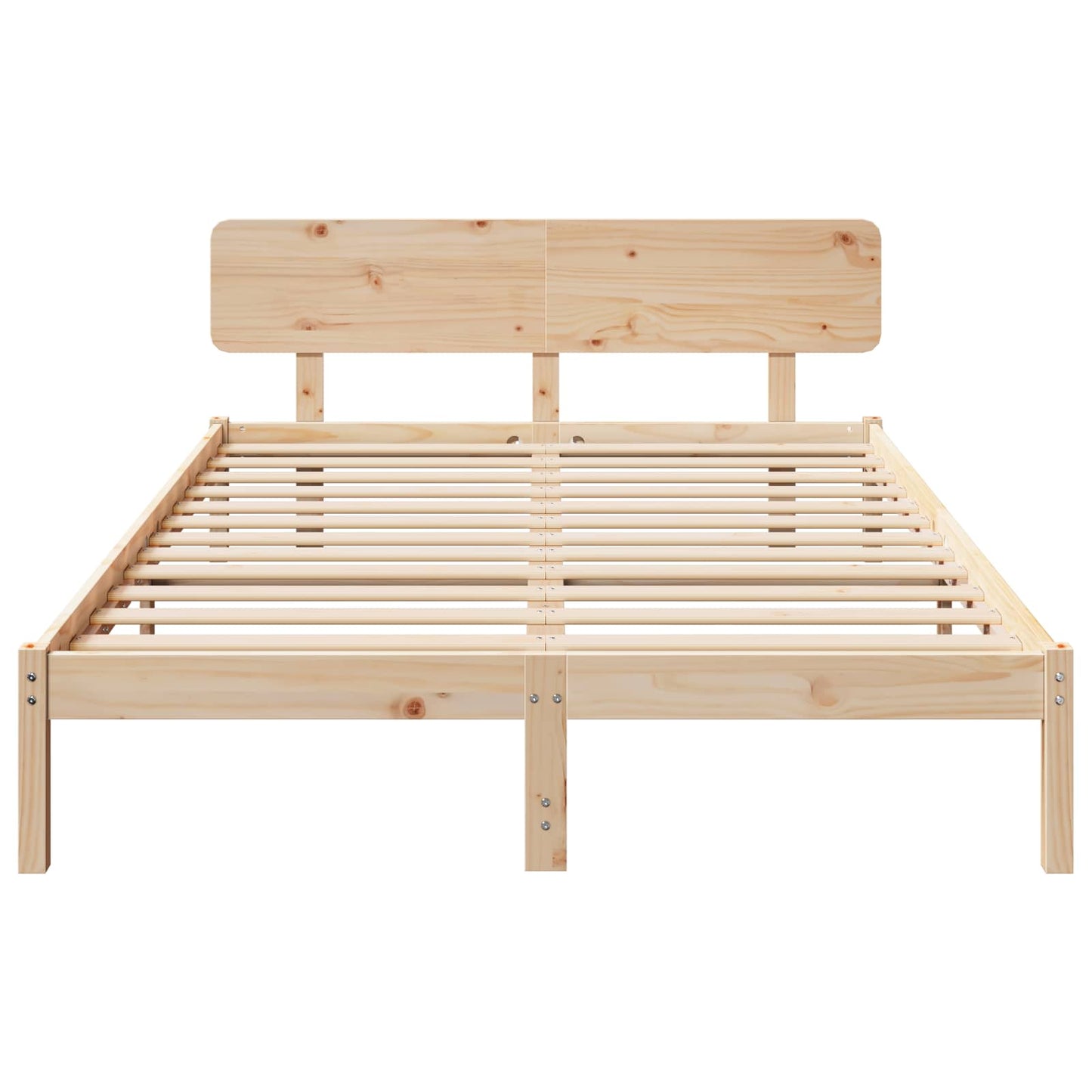 Bed Frame with Headboard Natural 140 x 200 cm Solid Pine Wood