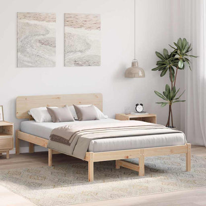 Bed Frame with Headboard Natural 120 x 200 cm Solid Pine Wood