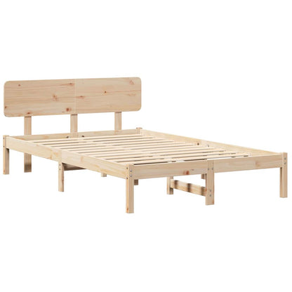 Bed Frame with Headboard Natural 120 x 200 cm Solid Pine Wood