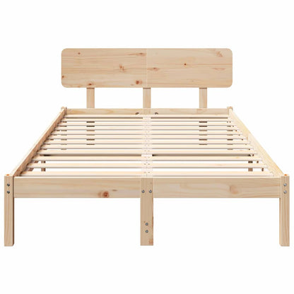 Bed Frame with Headboard Natural 120 x 200 cm Solid Pine Wood