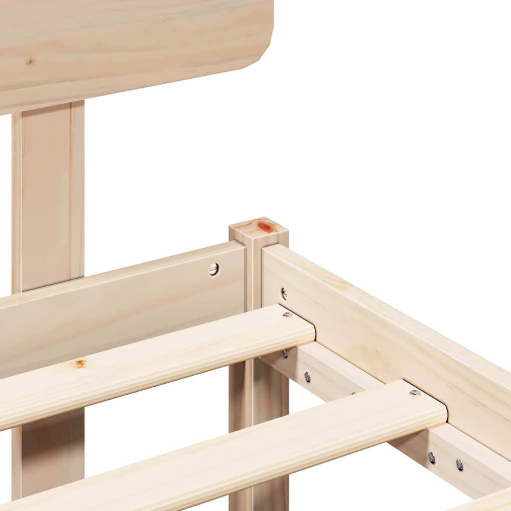 Bed Frame with Headboard Natural 135 x 190 cm Solid Pine Wood