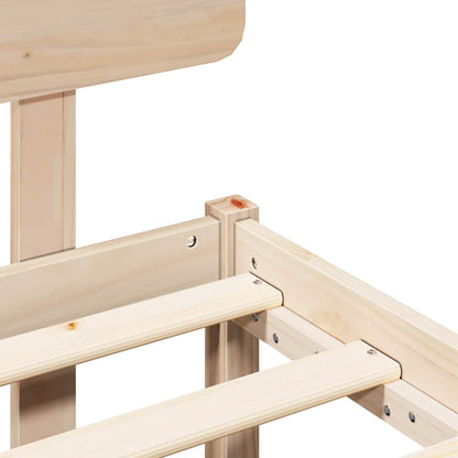 Bed Frame with Headboard Natural 135 x 190 cm Solid Pine Wood