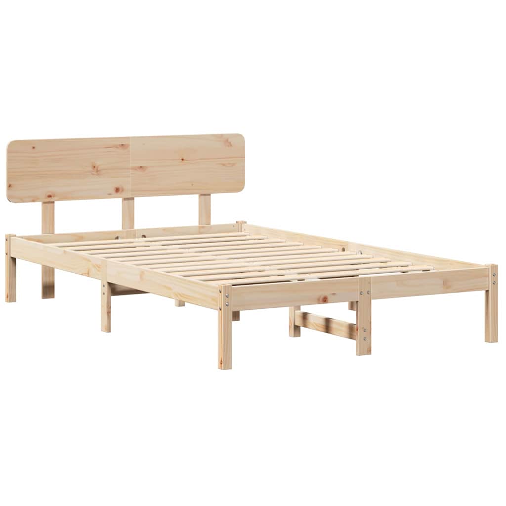 Bed Frame with Headboard Natural 120 x 190 cm Solid Pine Wood