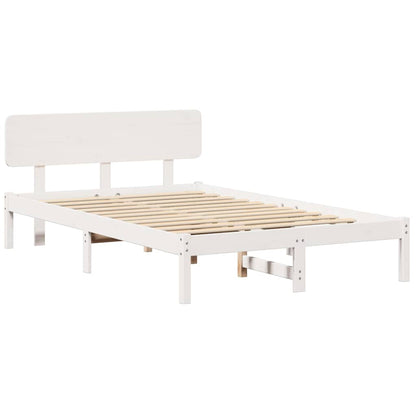 Bed Frame with Headboard White 120 x 190 cm Solid Pine Wood