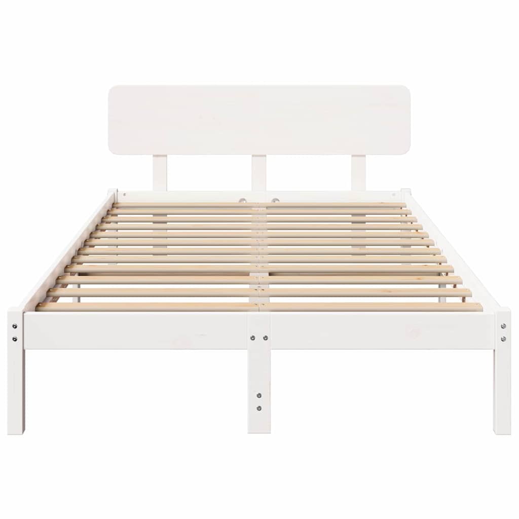 Bed Frame with Headboard White 120 x 190 cm Solid Pine Wood
