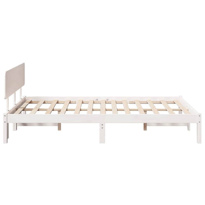 Bed Frame with Headboard White 120 x 190 cm Solid Pine Wood