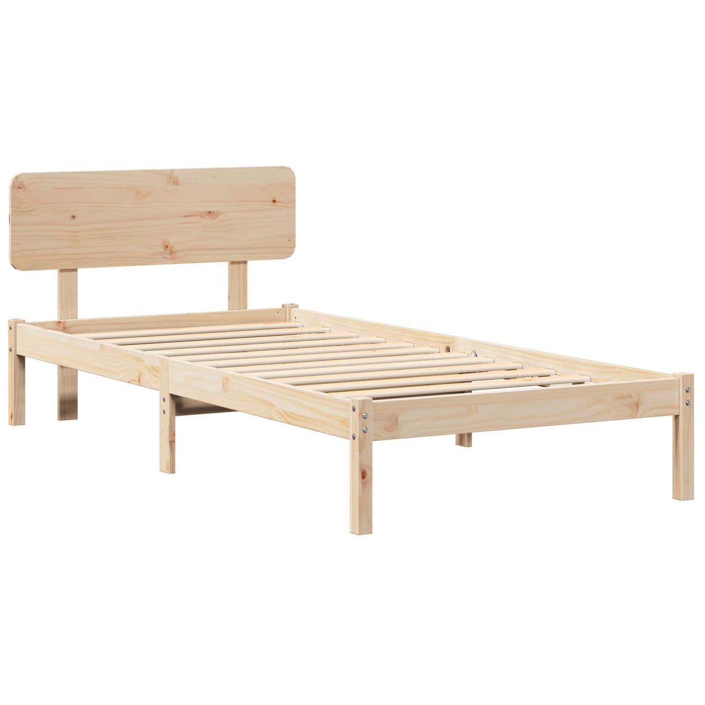 Bed Frame with Headboard Natural 100 x 200 cm Solid Pine Wood