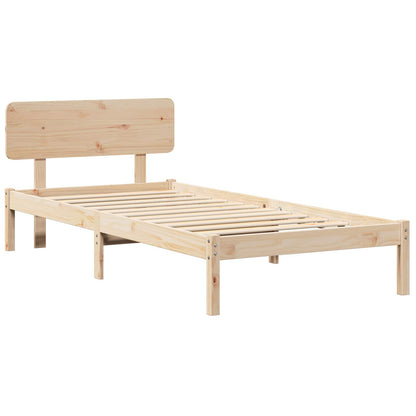 Bed Frame with Headboard Natural 100 x 200 cm Solid Pine Wood