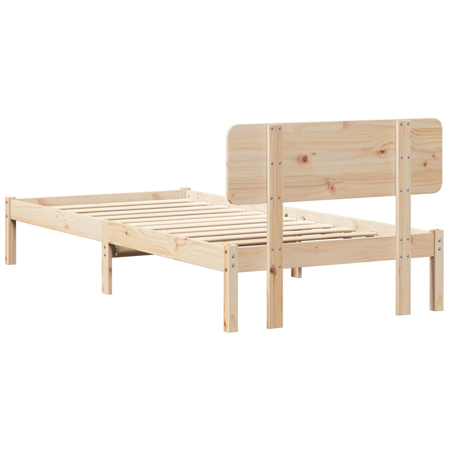 Bed Frame with Headboard Natural 100 x 200 cm Solid Pine Wood