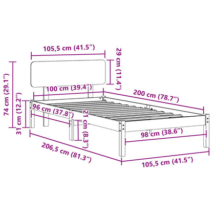 Bed Frame with Headboard Natural 100 x 200 cm Solid Pine Wood