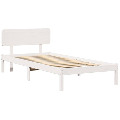 Bed Frame with Headboard White 100 x 200 cm Solid Pine Wood