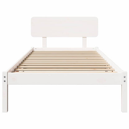 Bed Frame with Headboard White 100 x 200 cm Solid Pine Wood