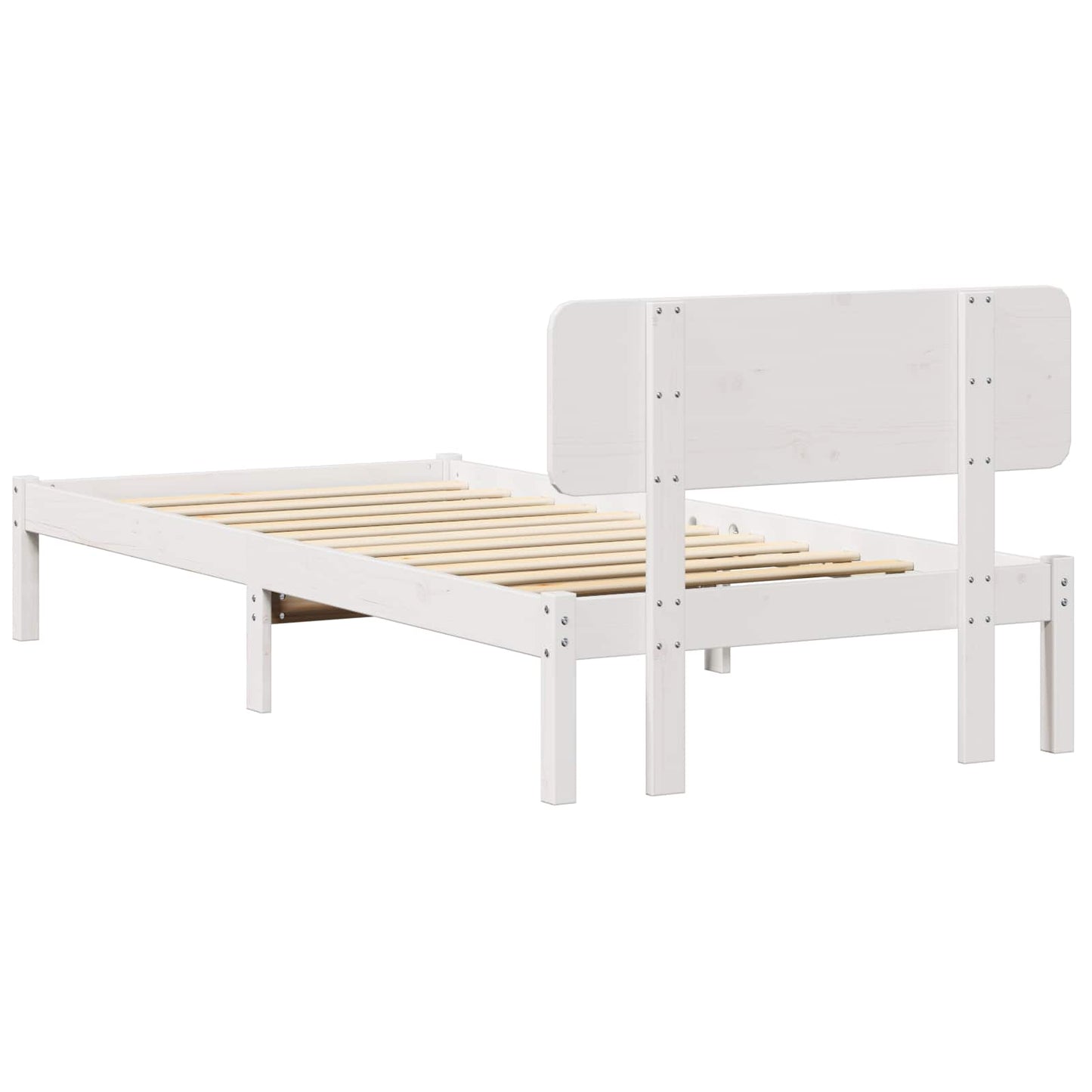 Bed Frame with Headboard White 90 x 200 cm Solid Pine Wood