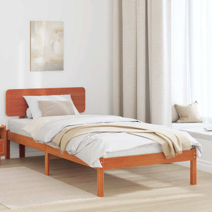 Bed Frame with Headboard Wax Brown 80 x 200 cm Solid Pine Wood
